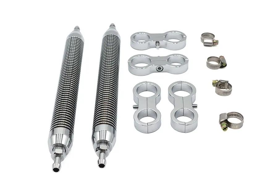 Wyatt Gatling Oil Cooler Set Twin Style Billet Chrome - 1-1/8 inch Canisters for Custom Motorcycle Cooling by Wyatt Gatling