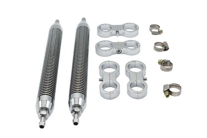 Wyatt Gatling Oil Cooler Set Twin Style Billet Chrome - 1-1/8 inch Canisters for Custom Motorcycle Cooling by Wyatt Gatling