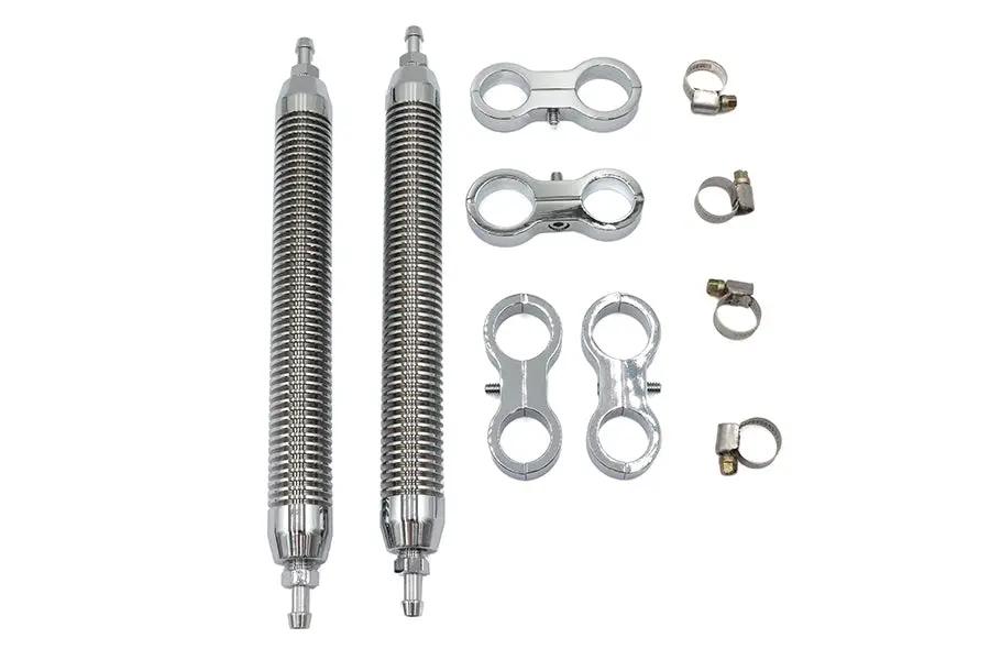 Wyatt Gatling Oil Cooler Set Twin Style Billet Chrome - 1-1/8 inch Canisters for Custom Motorcycle Cooling by Wyatt Gatling