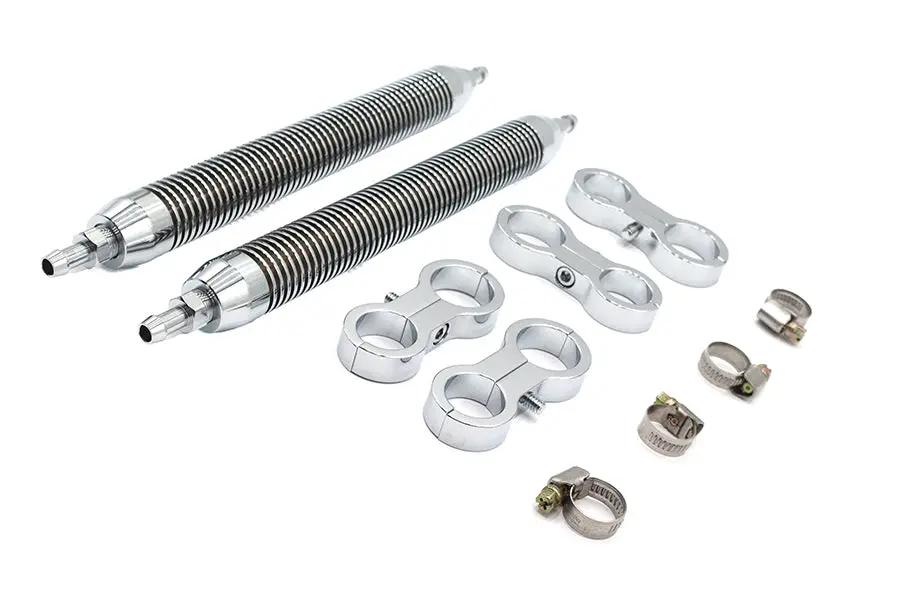 Wyatt Gatling Oil Cooler Set Twin Style Billet Chrome - 1-1/8 inch Canisters for Custom Motorcycle Cooling by Wyatt Gatling