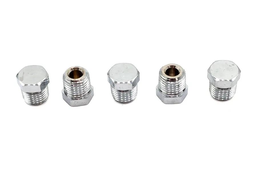 V-Twin Oil Fitting Plug with 1/4 inch NPT - Chrome Finish for Harley Davidson FL Models by V-Twin