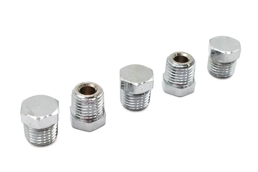 V-Twin Oil Fitting Plug with 1/4 inch NPT - Chrome Finish for Harley Davidson FL Models by V-Twin