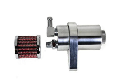 V-Twin Polished Engine Breather Oil Collector with High Flow Air Filter and Drain Plug by V-Twin