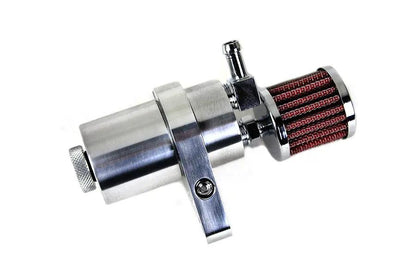 V-Twin Polished Engine Breather Oil Collector with High Flow Air Filter and Drain Plug by V-Twin