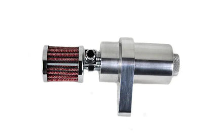 V-Twin Polished Engine Breather Oil Collector with High Flow Air Filter and Drain Plug by V-Twin