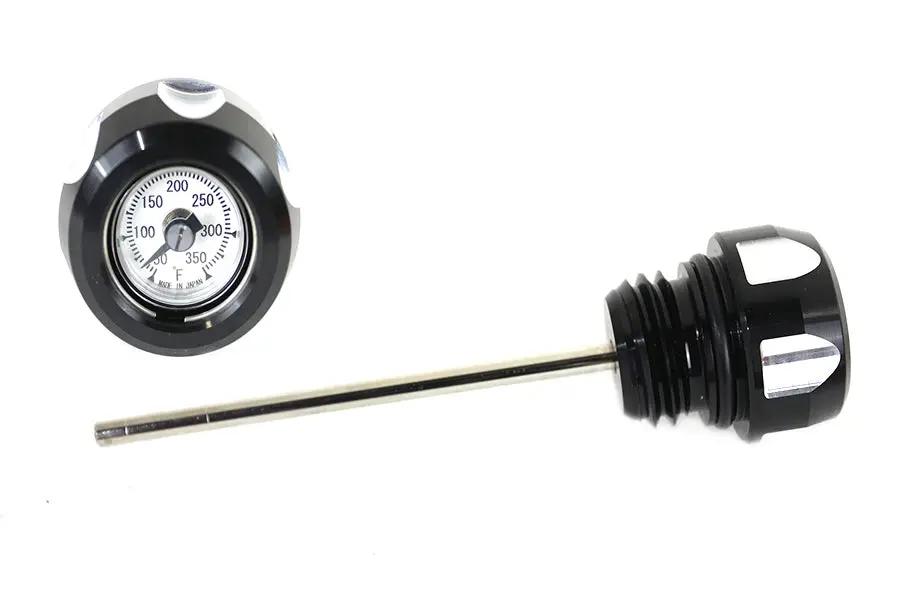 Wyatt Gatling M8 Black and Machined Oil Temperature Dipstick for Harley Davidson FLT by Wyatt Gatling