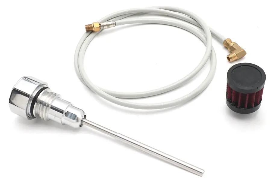 V-Twin Polished Oil Tank Vented Dipstick with Cap for Harley Davidson FXD 2006-2015 by V-Twin