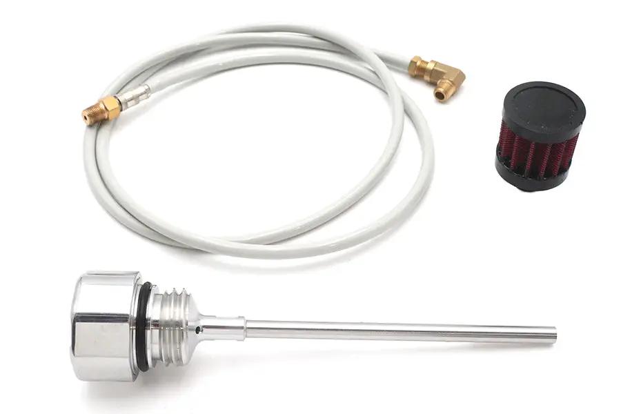 V-Twin M8 Oil Tank Vented Dipstick Polished for Harley Davidson FLT by V-Twin
