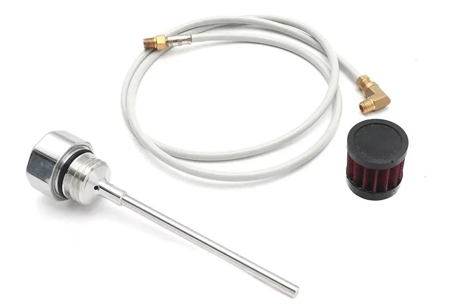 V-Twin M8 Oil Tank Vented Dipstick Polished for Harley Davidson FLT by V-Twin