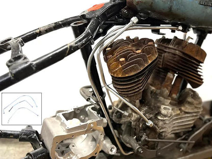 V-Twin 50177Z 45 W/G Oil Line Set with Zicad Plated Finish for Harley Davidson WL Models by V-Twin