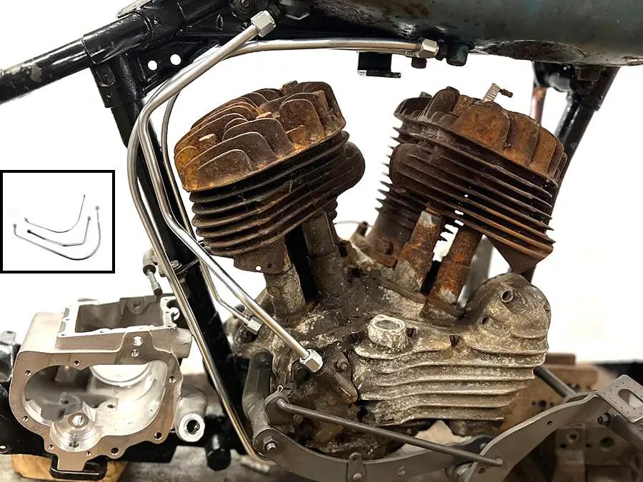 V-Twin 50177Z 45 W/G Oil Line Set with Zicad Plated Finish for Harley Davidson WL Models by V-Twin
