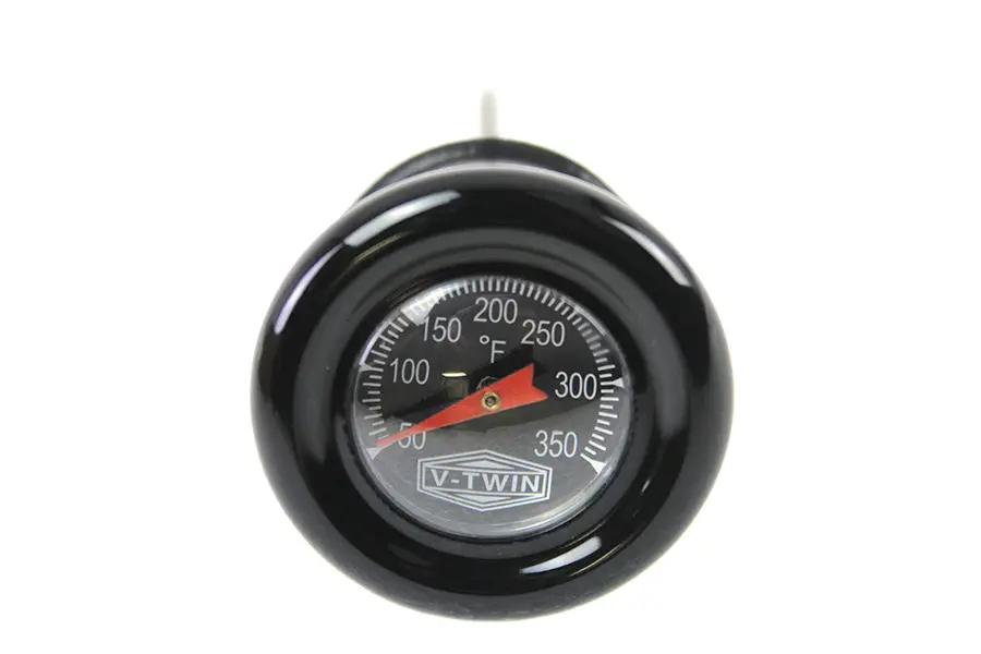 V-Twin Oil Temperature Dipstick for Harley Davidson FXST – 2-3/4 Inch Short Style with Black Bezel and Orange Needle by V-Twin