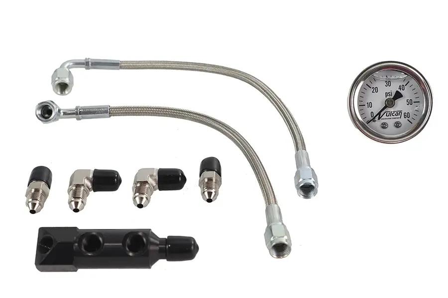 V-Twin Panhead Rocker Box Oil Line and Gauge Kit for Harley Davidson FL Models by V-Twin