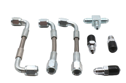 V-Twin 50226 Bastardo Overhead Valve Stainless Steel Oil Line Set for 1963-1969 Harley-Davidson FL
