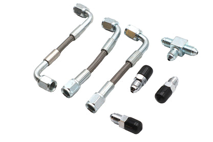 V-Twin 50226 Bastardo Overhead Valve Stainless Steel Oil Line Set for 1963-1969 Harley-Davidson FL