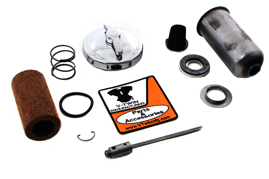 V-Twin Chrome Oil Tank Cap Kit for Harley Davidson FL Models