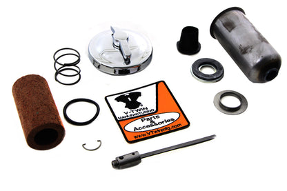 V-Twin Chrome Oil Tank Cap Kit for Harley Davidson FL Models