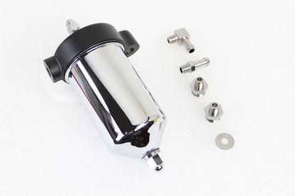 Wyatt Gatling Oil Filter Assembly for Harley Davidson FL (1948-1957) - Chrome Canister with Slip-On Hose Fitting