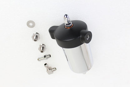 Wyatt Gatling Oil Filter Assembly for Harley Davidson FL (1948-1957) - Chrome Canister with Slip-On Hose Fitting