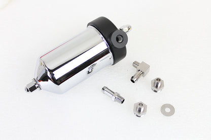 Wyatt Gatling Oil Filter Assembly for Harley Davidson FL (1948-1957) - Chrome Canister with Slip-On Hose Fitting