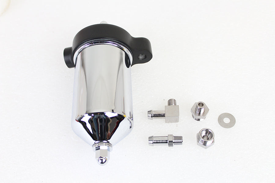 Wyatt Gatling Oil Filter Assembly for Harley Davidson FL (1948-1957) - Chrome Canister with Slip-On Hose Fitting