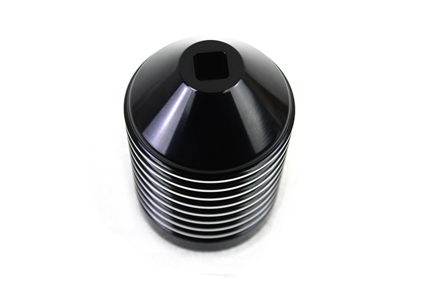 V-Twin Finned Black Anodized Oil Filter Kit with Raw Accents for Harley Davidson FXST