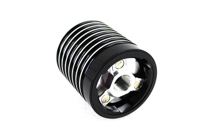 V-Twin Finned Black Anodized Oil Filter Kit with Raw Accents for Harley Davidson FXST