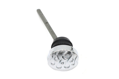 Wyatt Gatling Chrome Oil Tank Cap with Flame and Dipstick for Harley Davidson FXST (2000-2009)