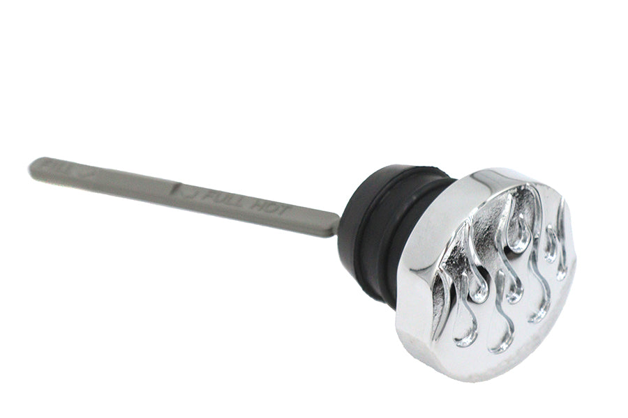 Wyatt Gatling Chrome Oil Tank Cap with Flame and Dipstick for Harley Davidson FXST (2000-2009)