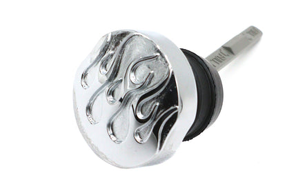 Wyatt Gatling Chrome Oil Tank Cap with Flame and Dipstick for Harley Davidson FXST (2000-2009)