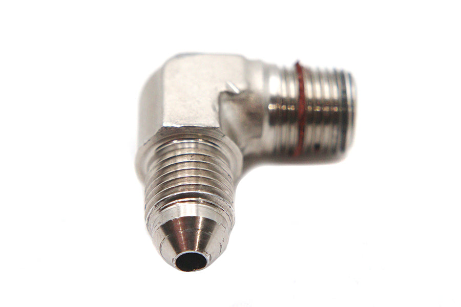 V-Twin 120188 Zinc 90-Degree Elbow Oil Line Fitting with AN-3 and 1/8-27 NPT