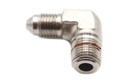 V-Twin 120188 Zinc 90-Degree Elbow Oil Line Fitting with AN-3 and 1/8-27 NPT