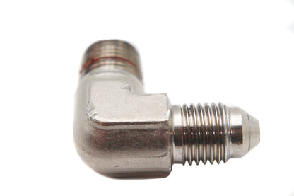 V-Twin 120188 Zinc 90-Degree Elbow Oil Line Fitting with AN-3 and 1/8-27 NPT