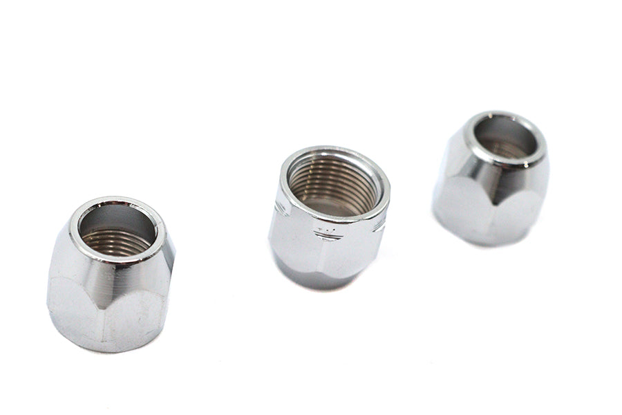 Wyatt Gatling Chrome Flare Nipple Fitting Nut - Pack of 3