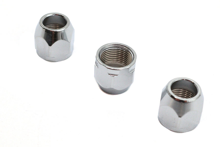 Wyatt Gatling Chrome Flare Nipple Fitting Nut - Pack of 3