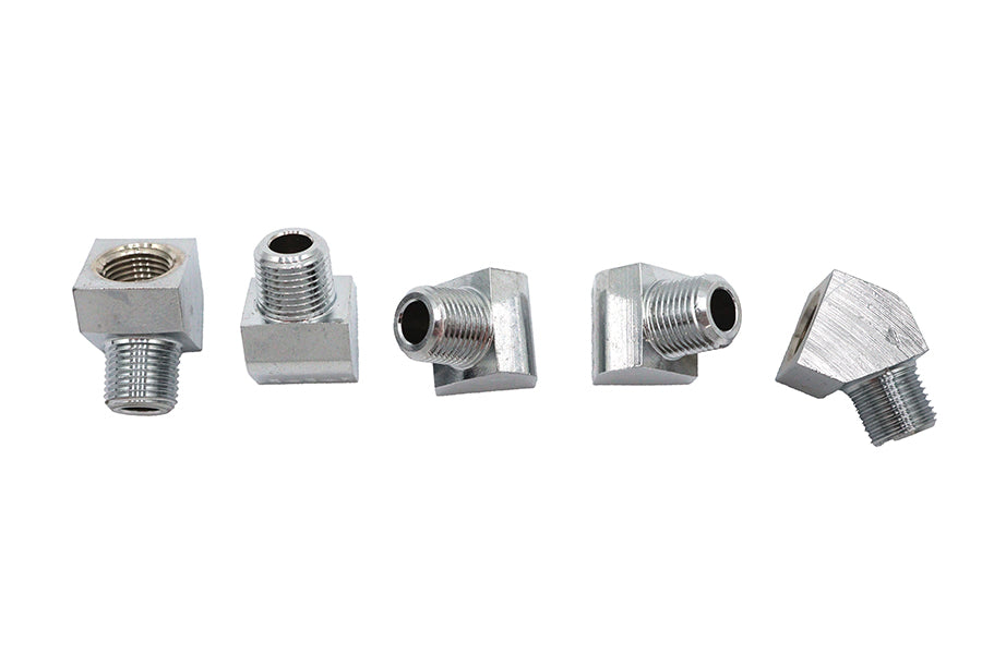 V-Twin Chrome 45 Degree Street Elbow Oil Line Fitting (Part #2014)