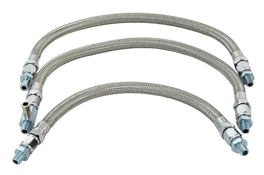 V-Twin Stainless Steel Oil Line Set 3 Piece for Harley Davidson FL Models