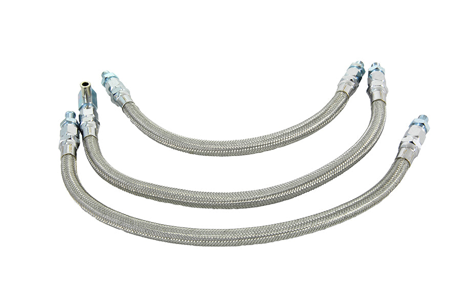 V-Twin Stainless Steel Oil Line Set 3 Piece for Harley Davidson FL Models