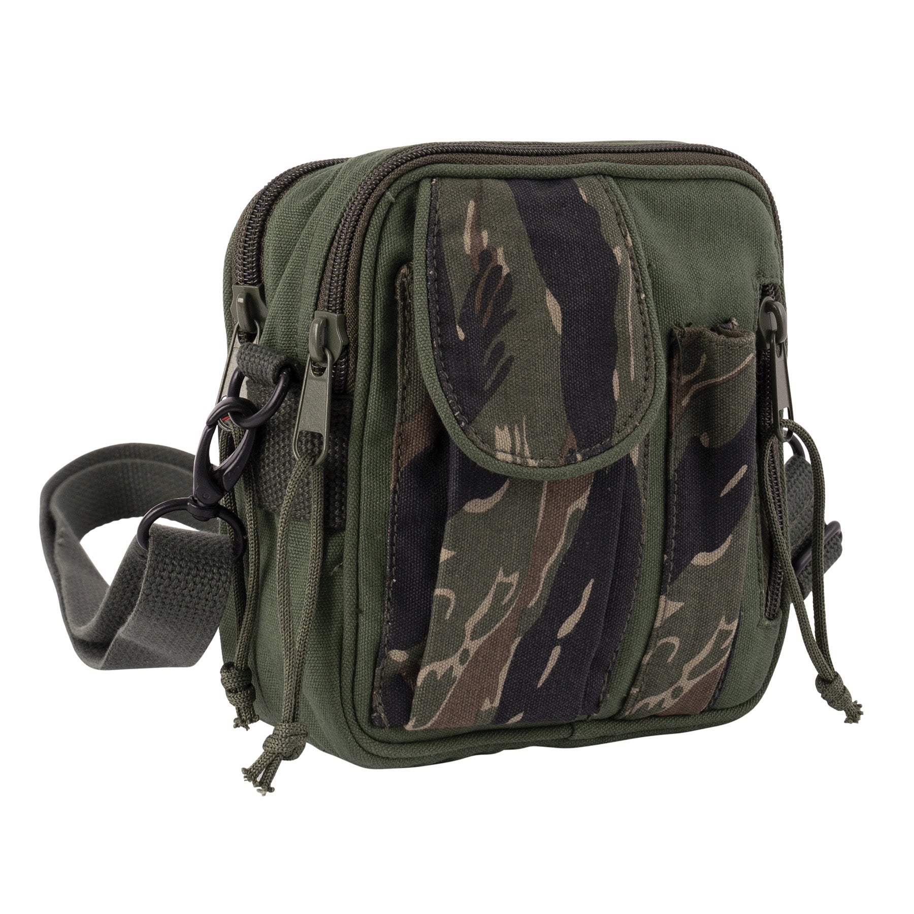 Rothco Excursion Organizer Shoulder Bag Green / Tiger Stripe - Compact Outdoor Crossbody with Multiple Storage Compartments