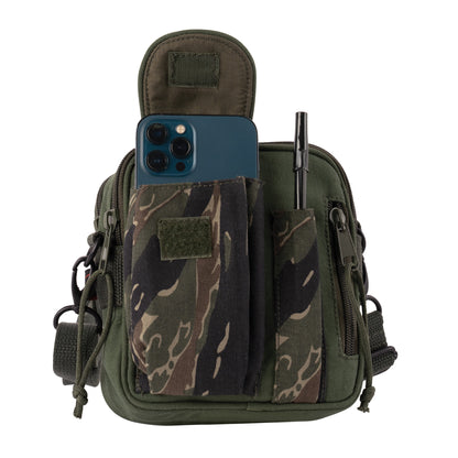 Rothco Excursion Organizer Shoulder Bag Green / Tiger Stripe - Compact Outdoor Crossbody with Multiple Storage Compartments