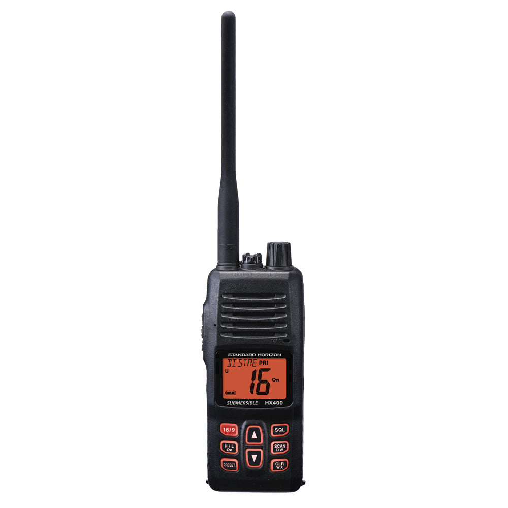 Standard Horizon HX400 Submersible Marine Handheld VHF Radio with Built-In Voice Scrambler and Programmable LMR Channels