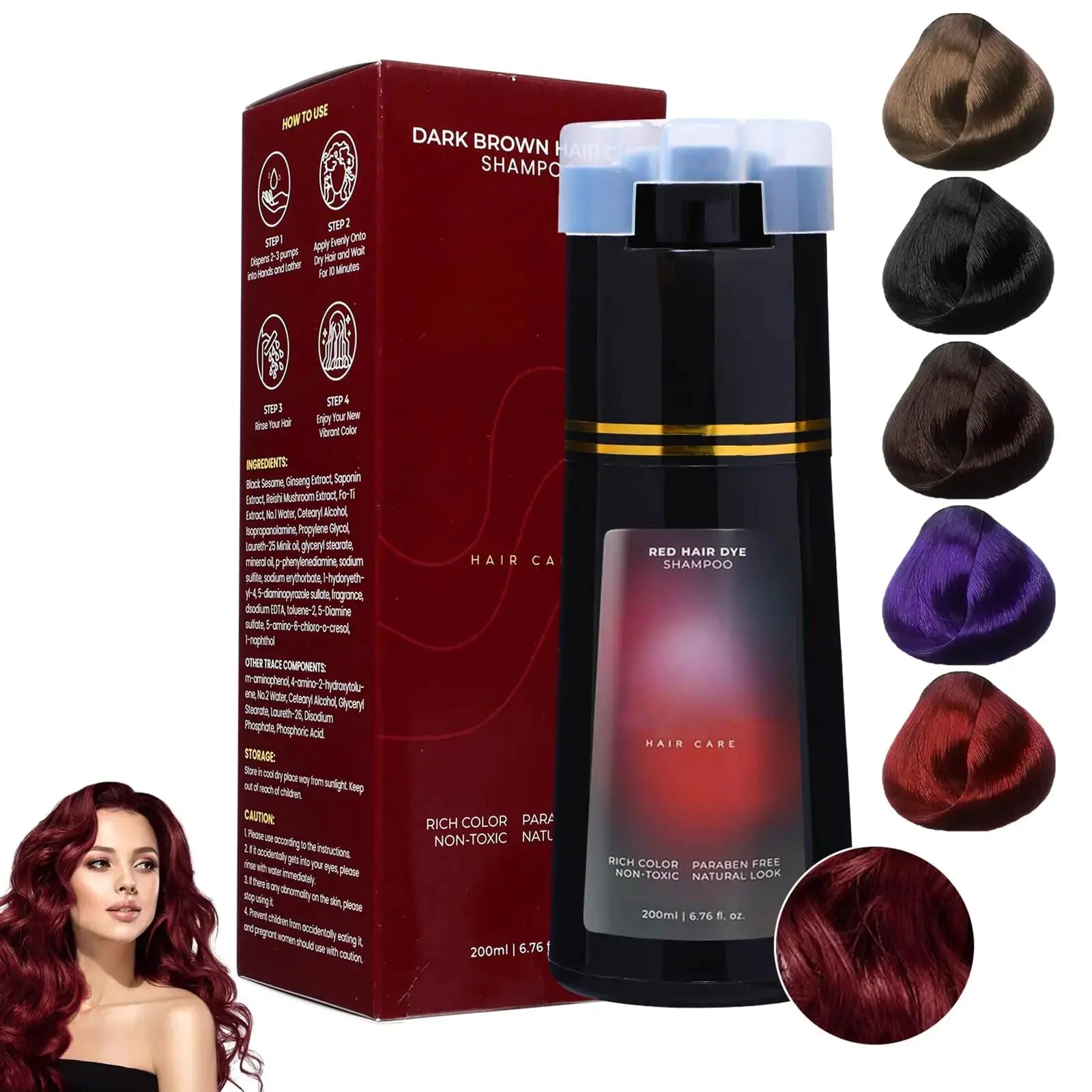 Polar Hair Dye Shampoo Polar Hair Care Polar Haircare Instant Dye Shampoo Hair Dye Shampoo 3 in 1 for Women & Men Hair Color Shampoo for Gray Hair (Red) Atticus Goods