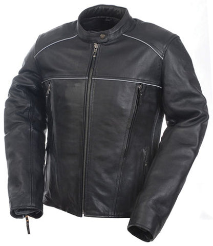 Mossi Women's Premium Black Leather Jacket, Size 8, Part Number 20-219-8