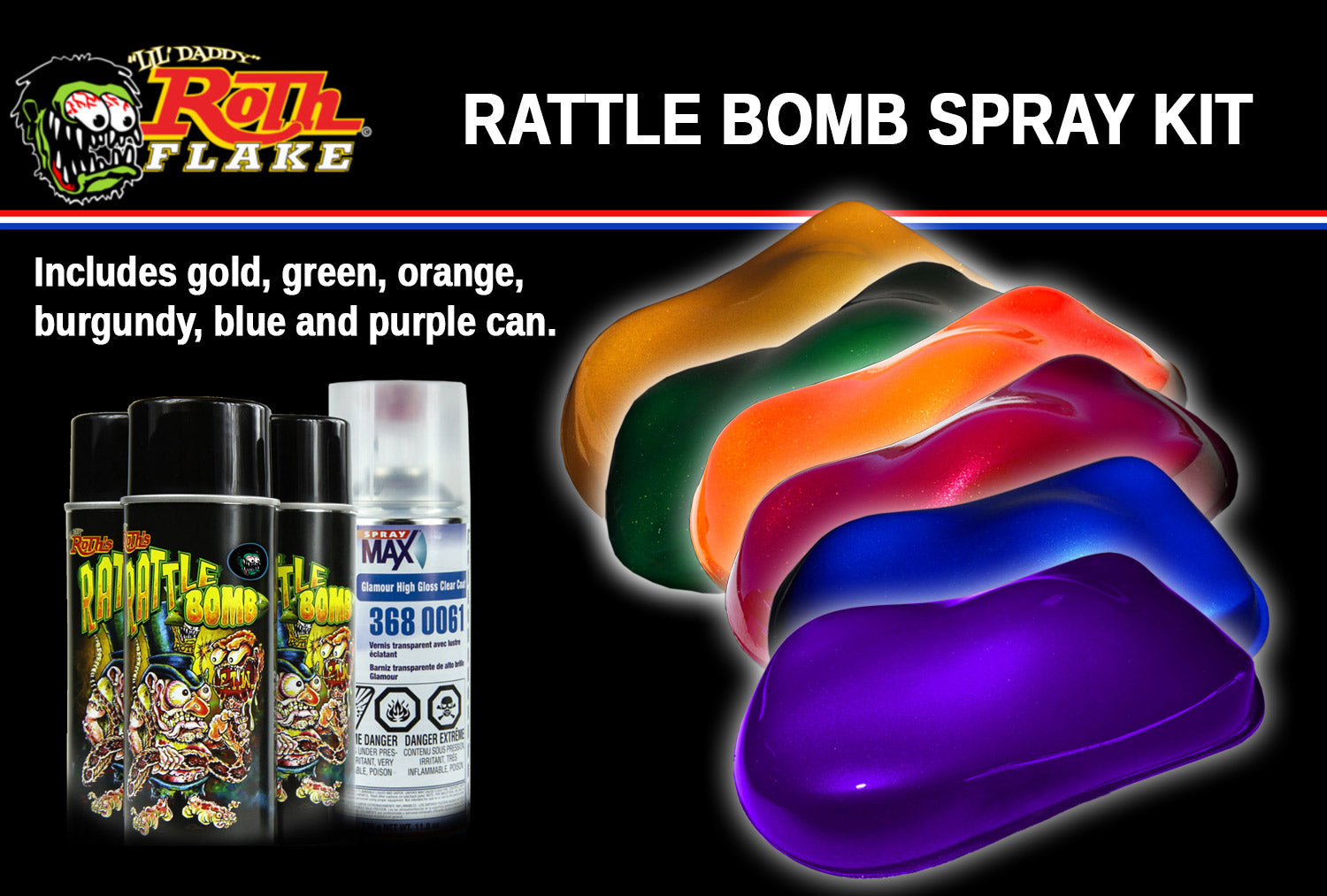 Rattle Bomb Spray Kit for Motorcycle Fenders and Tanks – Professional Flake Coating Set