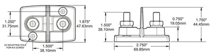 Blue Sea Systems PowerPost Dual 2 x 5/16-Inch Studs with Insulators