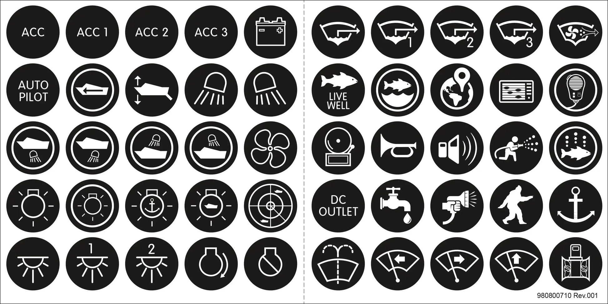 Blue Sea Systems 4230 Label Kit for SS Backlit Switches