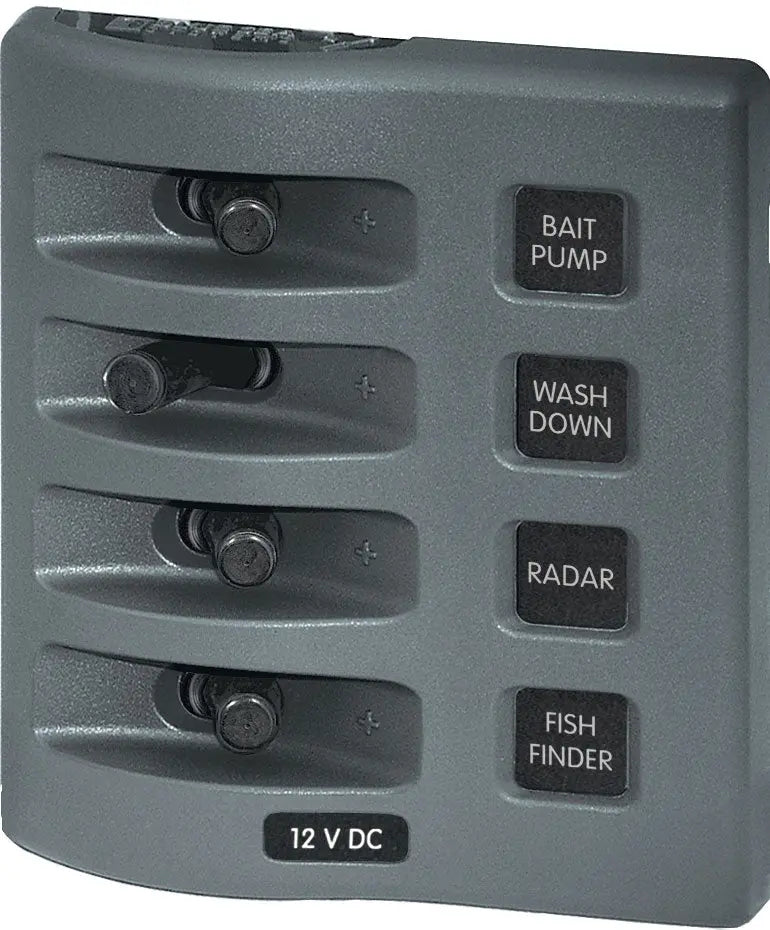 Blue Sea Systems WeatherDeck 12V 4-Gang Waterproof Switch Panel Model 4305-BSS
