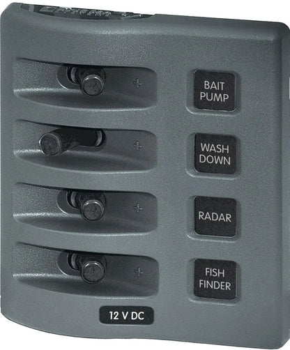 Blue Sea Systems WeatherDeck 12V 4-Gang Waterproof Switch Panel Model 4305-BSS