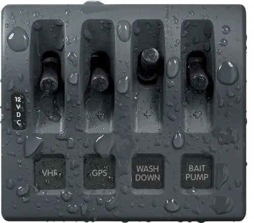 Blue Sea Systems WeatherDeck 12V 4-Gang Waterproof Switch Panel Model 4305-BSS
