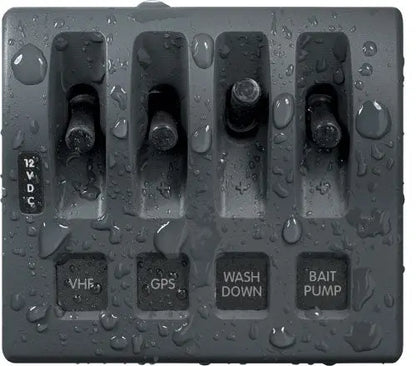 Blue Sea Systems WeatherDeck 12V 4-Gang Waterproof Switch Panel Model 4305-BSS